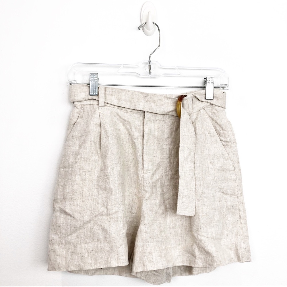 & Other Stories Natural Linen Belted Shorts